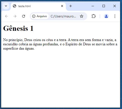 Página HTML com marcações